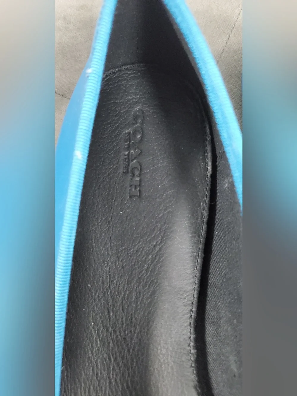Coach Blue Leather Bow Ballet Flats